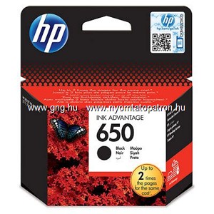 HP 650 Bk (CZ101AE No.650) Fekete Tintapatron EREDETI